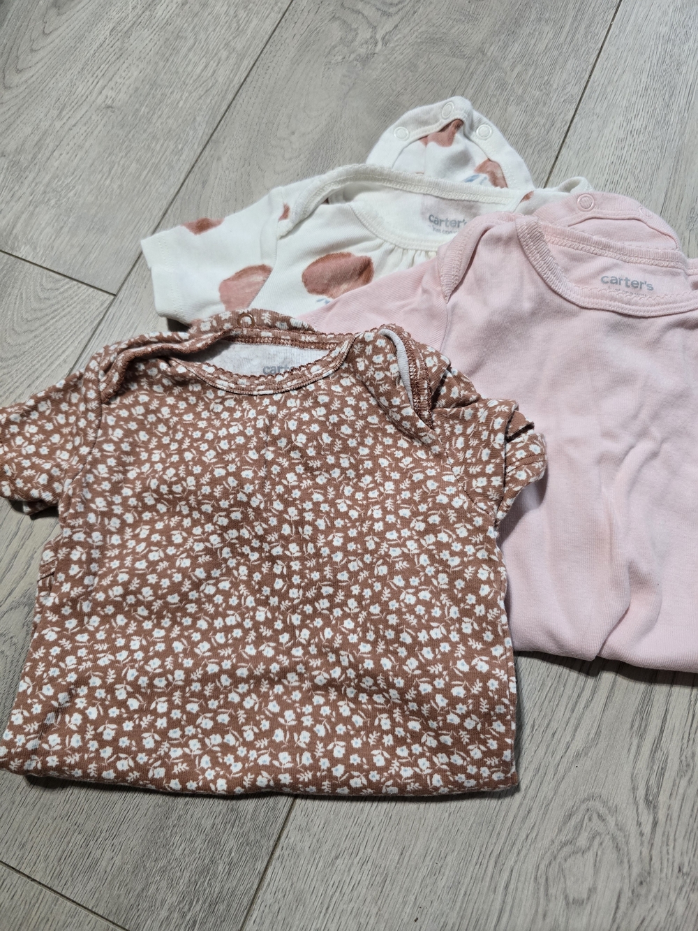 Carter's Pink & Rust Floral Baby Bodysuits - 3 Pack